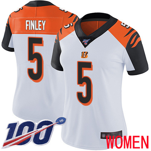 Cincinnati Bengals Limited White Women Ryan Finley Road Jersey NFL Footballl #5 100th Season Vapor Untouchable->women nfl jersey->Women Jersey